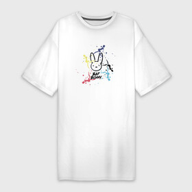 Платье-футболка хлопок с принтом Bad Bunny Color в Тюмени,  |  | bad bunny | бед банни | брызги красок | латинский рэпер | рэпер банни