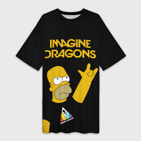 Платье-футболка 3D с принтом Imagine Dragons Гомер Симпсон Рокер в Тюмени,  |  | dragons | gomer | homer | imagine | imagine dragons | simpson | simpsons | вообрази драконов | гомер | драгонс | дрэгонс | именджин | имэджин | рокер | симпсон | симпсоны