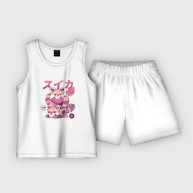 Детская пижама с шортами хлопок с принтом Еноты и арбузы в Тюмени,  |  | арбуз | енот | енот игра | енотик | еноты | красная панда | лето арбузное | лиса | лиса и арбуз | лисы