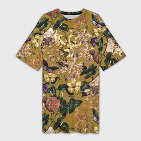 Платье-футболка 3D с принтом Цветы Астры и Гибискусы в Тюмени,  |  | flowers | summer | астры | букет | гибискусы | лето | природа | растение | флора | цветы