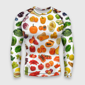 Мужской рашгард 3D с принтом VEGETABLE FRUIT ABUNDANCE в Тюмени,  |  | арбуз | банан | виноград | гранат | груша | дыня | капуста | клубника | кукуруза | лимон | лук | морковь | овощи | огурец | перец | помидор | фрукты | яблоки