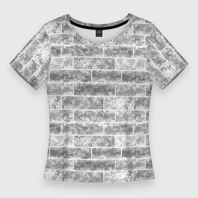 Женская футболка 3D Slim с принтом Серая кирпичная стена стиль лофт в Тюмени,  |  | brick wall | loft | marble | texture | кирпичная стена | лофт | серый