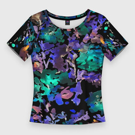 Женская футболка 3D Slim с принтом Floral pattern  Summer night  Fashion trend 2025 в Тюмени,  |  | abstraction | fashion | flowers | neon | night | pattern | summer | trend | абстракция | лето | мода | неон | ночь | тренд | узор | цветы