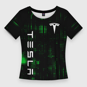Женская футболка 3D Slim с принтом Tesla Зеленые точки в Тюмени,  |  | brand | car | cybertruck | elon mask | logo | model s | model x | model y | moscow tesla club | s3xy | semi | tesla | tesla motors | tesla roadster | авто | бренд | илон | илон маск | лого | маск | машина | тесла | тесла х | тесло | тэсла | электрокар | э