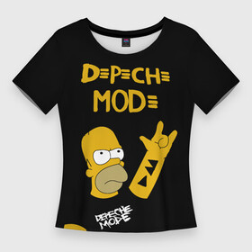 Женская футболка 3D Slim с принтом Depeche Mode Гомер Симпсон рокер в Тюмени,  |  | british | deep purple | england | gomer | heavy metal | homer | rock group | simpson | simpsons | альбом | англия | британская | гомер | дип | дип перпл | перпл | рок группа | рокер | симпсон | симпсоны | хеви металл
