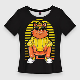 Женская футболка 3D Slim с принтом FOX WITH GLASSES в Тюмени,  |  | животное | животные | забавный | очки | солнцезащитные очки