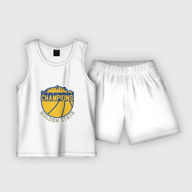 Детская пижама с шортами хлопок с принтом Golden State Champs в Тюмени,  |  | basketball | game | golden s | nba | warriors | баскетбол | баскетболист | карри | мяч | нба | спорт | спортсмен