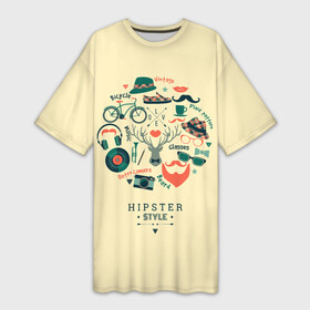 Платье-футболка 3D с принтом VINTAGE HIPSTER STYLE в Тюмени,  |  | 80 е | 90 е | винтаж | забавный | красочный | культура | модный | паровая волна | ретро | современный | стиль | узор | цвет