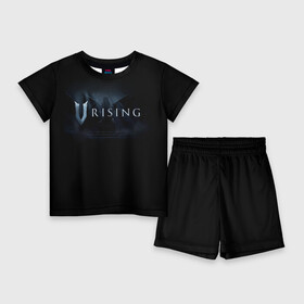 Детский костюм с шортами 3D с принтом Logo V Rising в Тюмени,  |  | v rising | игра | крылья | логотип | надпись | название | трон