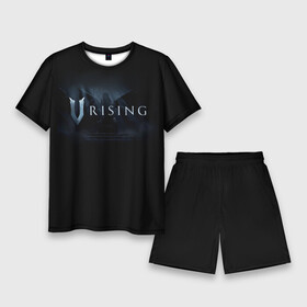 Мужской костюм с шортами 3D с принтом Logo V Rising в Тюмени,  |  | Тематика изображения на принте: v rising | игра | крылья | логотип | надпись | название | трон