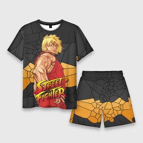 Мужской костюм с шортами 3D с принтом Кен Мастерс  Street Fighter в Тюмени,  |  | ken masters | street fighter | видеоигры | кен мастерс | кулак