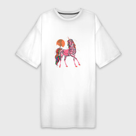 Платье-футболка хлопок с принтом UNICORN HORSE в Тюмени,  |  | Тематика изображения на принте: волшебный | животное | забавный | звезды | красочный | лошадь | миф | радуга | рог | розовый | фантазия | цветной
