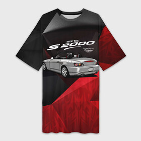 Платье-футболка 3D с принтом Honda S2000 в Тюмени,  |  | honda | honda s2000 | s2000 | автомобиль | гоночная машина | гоночное авто | машина | хонда