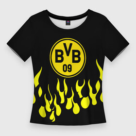 Женская футболка 3D Slim с принтом borussia  пламя в Тюмени,  |  | borussia | fc | football | football club | sport | боруссия | спорт | спортивные | униформа | фирменные цвета | фк | футбол | футбольный клуб