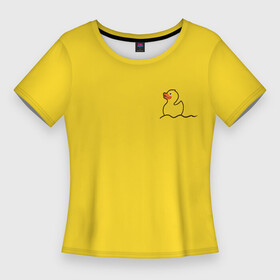 Женская футболка 3D Slim с принтом Уточка плывет в Тюмени,  |  | Тематика изображения на принте: волна | игрушка | клюв | птица | улыбка | утка