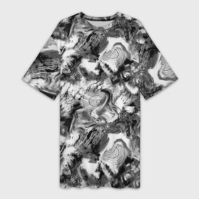Платье-футболка 3D с принтом Абстрактный в серых тонах фон с головой рыбы в Тюмени,  |  | abstract background | fish | абстрактный узор | для рыбака | камуфляж | рыба | рыбалка | серый | черно белый