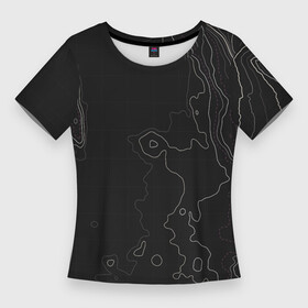 Женская футболка 3D Slim с принтом Топографическая Карта в Тюмени,  |  | map | topography | география | земля | карта | суша | топография