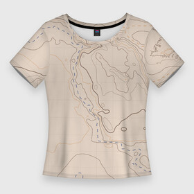 Женская футболка 3D Slim с принтом Песчаная Топографическая Карта в Тюмени,  |  | map | topography | география | земля | карта | песчаный | суша | топография