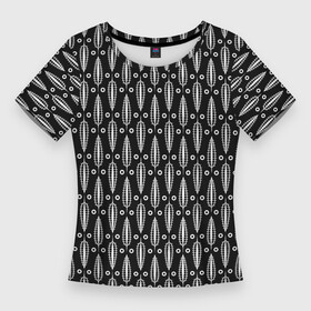 Женская футболка 3D Slim с принтом Черно белый современный модный узор листья в Тюмени,  |  | Тематика изображения на принте: black and white | fashionable | leaves | абстрактные листья | листья | современный узор | черно белый