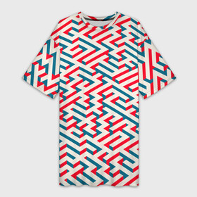 Платье-футболка 3D с принтом Изометрический Лабиринт в Тюмени,  |  | isometric | maze | pattern | изометрический | красный | лабиринт | узор