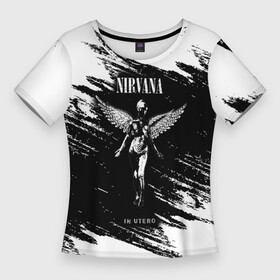 Женская футболка 3D Slim с принтом NIRVANA in utero  НИРВАНА брызги краски в Тюмени,  |  | in utero | nirvana | группа | курт кобейн | музыка | нирвана | рок | рок группа