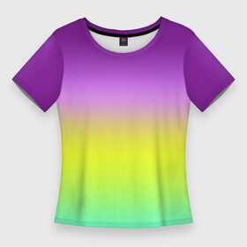 Женская футболка 3D Slim с принтом Multicolored Ombre gradient в Тюмени,  |  | blurred stripes | gradient | multicolored | бирюзовый | градиент | желтый | современный | фиолетовый