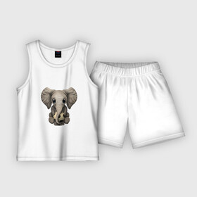 Детская пижама с шортами хлопок с принтом Слон Футболист в Тюмени,  |  | Тематика изображения на принте: elephant | football | soccer | sport | животные | мяч | слон | слоненок | слоник | спорт | футбол | футболист