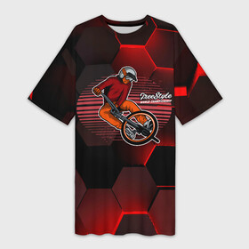 Платье-футболка 3D с принтом Велосипедист   экстрим в Тюмени,  |  | sport | вело | велосипед | велосипедист | спорт | экстрим