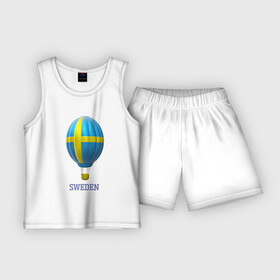 Детская пижама с шортами хлопок с принтом 3d aerostat Sweden flag в Тюмени,  |  | 3d | 3d aerostat | aerostat | air ballon | ballon | hot air ballon | sweden | sweden flag
