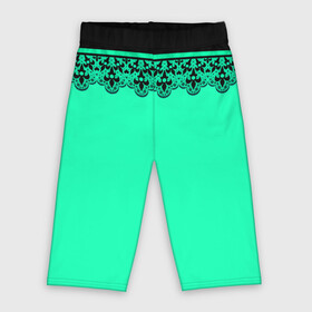 Велосипедки 3D с принтом Черные кружева на ярком неоновом зеленом фоне lace pattern в Тюмени,  |  | decoration | lace pattern | зеленый неоновый | кружевной узор | неоновый фон | черное кружево