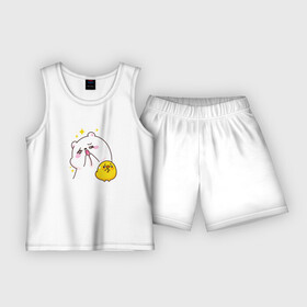 Детская пижама с шортами хлопок с принтом Медведь и цыпа в Тюмени,  |  | дружба | медведь | милота | позитив | просьба | цыпленок