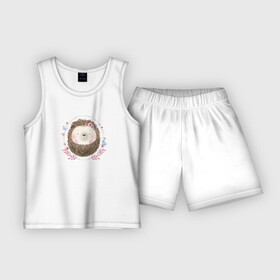 Детская пижама с шортами хлопок с принтом Спящий ёжик в Тюмени,  |  | Тематика изображения на принте: еж | животное | милота | позитив | сон