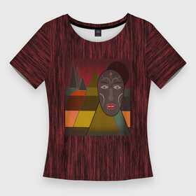 Женская футболка 3D Slim с принтом Африканская маска African mask ethnic illustration в Тюмени,  |  | african | african mask | ethnic | африканский маска | маска | черно красный | этнический