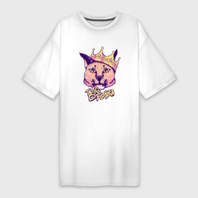 Платье-футболка хлопок с принтом Da big floppa rapper в Тюмени,  |  | big floppa | cat | da big floppa | flop | гоша | гоша rapper | король флопа | котик | шлёпа