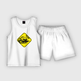 Детская пижама с шортами хлопок с принтом Знак Дрифт желтый в Тюмени,  |  | арт | дрифт | знак | машина | принт