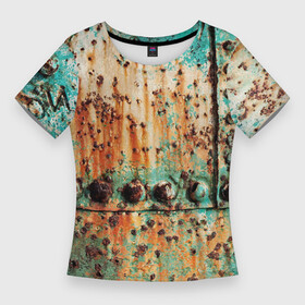 Женская футболка 3D Slim с принтом Искусство коррозии металла  Rust в Тюмени,  |  | corrosion | fashion | metal | rivet | rust | texture | заклёпка | коррозия | металл | мода | ржавчина | текстура