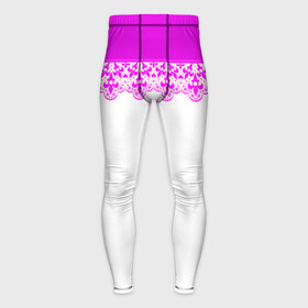 Мужские тайтсы 3D с принтом White and pink lace pattern в Тюмени,  |  | lace | lace pattern | white and pink | белый | кружевной узор | розовое кружево | розовый | розовый неон