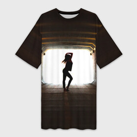 Платье-футболка 3D с принтом Свет в конце туннеля в Тюмени,  |  | город | девушка | изгиб | мечта | модель | переход | путь | свет | сияние | тело | туннель | фигура | фотомодель