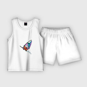 Детская пижама с шортами хлопок с принтом windfoxer в Тюмени,  |  | fox | windsurfer | windsurfing | виндсёрфинг | лиса | серф