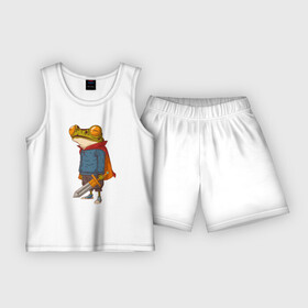 Детская пижама с шортами хлопок с принтом Лягушачий прЫнц в Тюмени,  |  | жаба | животное | лягуха | лягушка | принц | прынц | сказочный