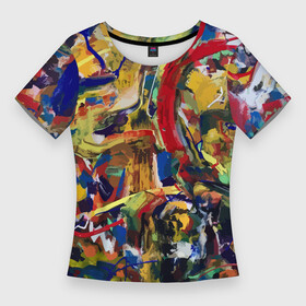 Женская футболка 3D Slim с принтом Смелые экспрессивные мазки краски в Тюмени,  |  | abstraction | color | expression | fashion | paint | smear | абстракция | авангард | краска | мазок | мода | цвет | экспрессия