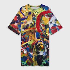Платье-футболка 3D с принтом Смелые экспрессивные мазки краски в Тюмени,  |  | abstraction | color | expression | fashion | paint | smear | абстракция | авангард | краска | мазок | мода | цвет | экспрессия