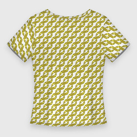 Женская футболка 3D Slim с принтом Золотой блестящий орнамент в Тюмени,  |  | блестящий | желтый | золотой | кольца | кольчуга | орнамент | узор