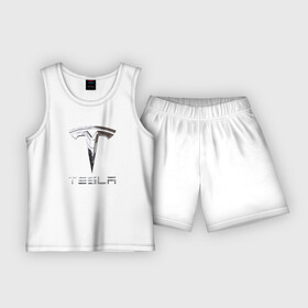 Детская пижама с шортами хлопок с принтом Tesla Logo  Тесла Логотип в Тюмени,  |  | tesla | tesla logo | tesla motors | тесла | тесла моторс