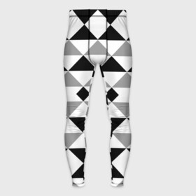 Мужские тайтсы 3D с принтом Черно белый геометрический узор треугольники в Тюмени,  |  | geometric pattern | geometric shapes | геометрические фигуры | геометрический узор | треугольники | черно белый
