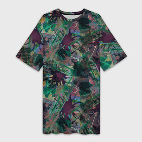 Платье-футболка 3D с принтом Абстрактный гранжевый принт с кляксами и штрихами в Тюмени,  |  | abstract | blots | burgundy | daub | green | grunge | paint | print | spots | spotted | street | strokes | urban | абстрактный | бордовый | городской | гранжевый | зеленый | кляксы | краска | мазня | принт | пятна | пятнистый | уличный | штрихи