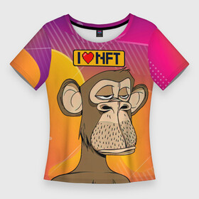 Женская футболка 3D Slim с принтом Ape coin i love NFT в Тюмени,  |  | ape | ape coin | crypto | i love nft | nft | биткоин | биток | крипта | криптовалюта | нфт | обезьяна | обезьянка