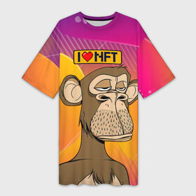 Платье-футболка 3D с принтом Ape coin i love NFT в Тюмени,  |  | ape | ape coin | crypto | i love nft | nft | биткоин | биток | крипта | криптовалюта | нфт | обезьяна | обезьянка