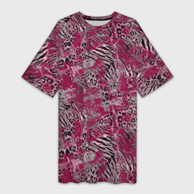 Платье-футболка 3D с принтом Тигровый леопардовый гранж в Тюмени,  |  | abstract | grunge | leopard | leopard skin | spott | striped | teaser skin | tiger | абстрактный | бордовый | вишневый | гранжевый | леопардовый | полосатый | пятнистый | текстурированный | тигровый | черный