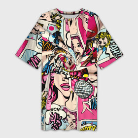 Платье-футболка 3D с принтом Twisted pop atr pattern в Тюмени,  |  | color | fashion | pattern | pop art | retro | мода | паттерн | поп арт | ретро | цвет